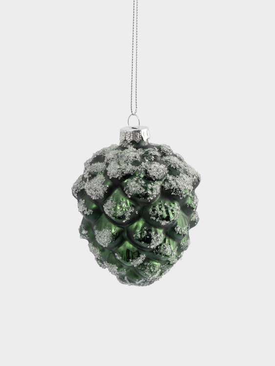 Игрушка елочная, 10 см, стекло, зеленая, Шишка, New year ANNA LAFARG ANLAF-EG01-KU-006