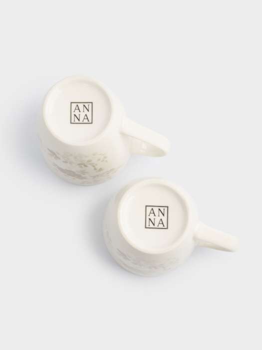 Кружка, 350 мл, 2 шт, фарфор P, белая, Цветы и листья, Florance ANNA LAFARG ANLAF-MB2810-MUG2