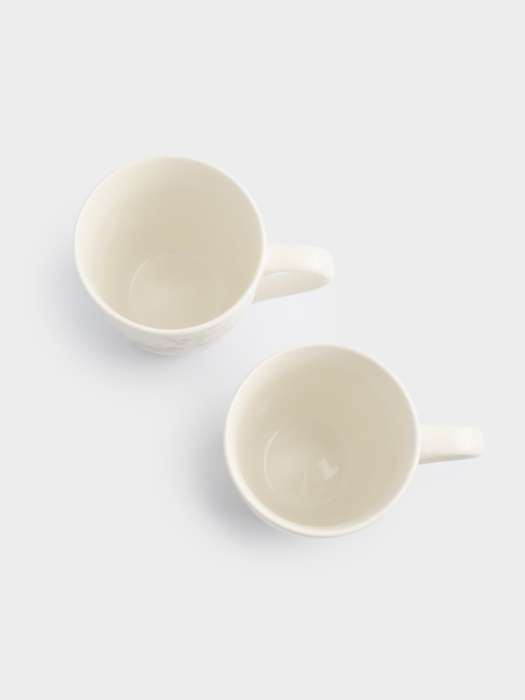 Кружка, 350 мл, 2 шт, фарфор P, белая, Цветы и листья, Florance ANNA LAFARG ANLAF-MB2810-MUG2