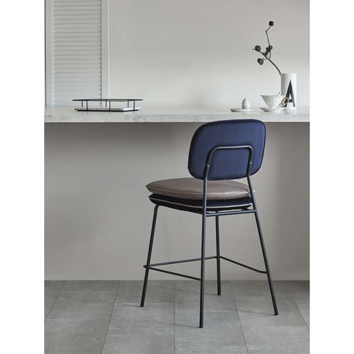Стул полубарный с контрастным кантом pea, велюр, темно-синий/бежевый Bergenson Bjorn BB0000696