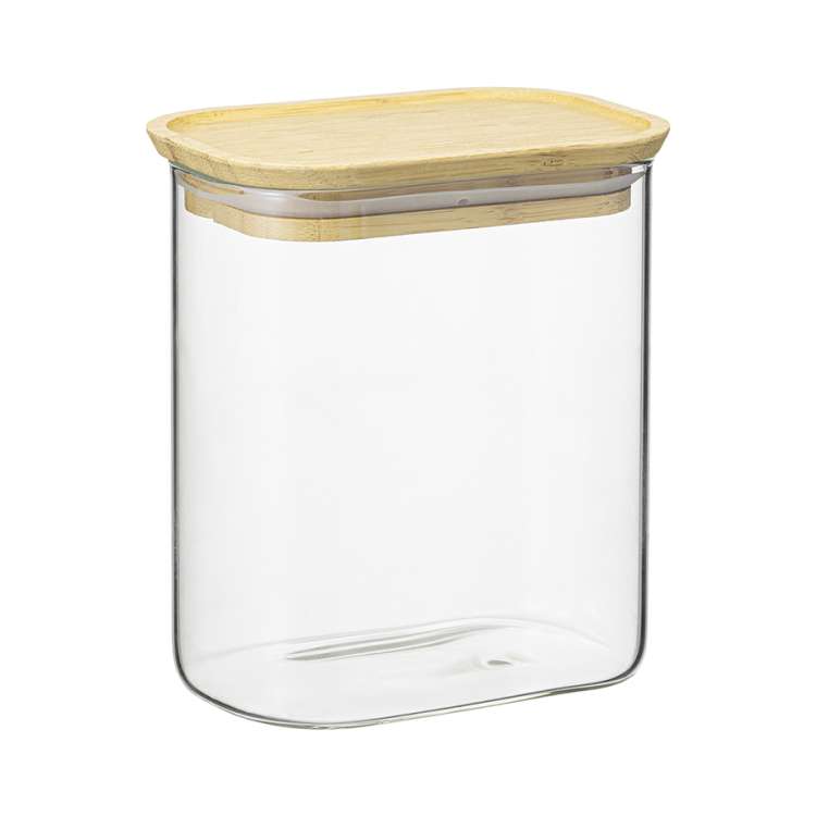 Банка для хранения прямоугольная glass bamboo, 950 мл Smart Solutions SS0000167