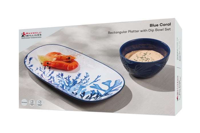 Набор, 2 пр, блюдо/салатник, керамика К, белое/синий, Синие кораллы, Blue Coral, Maxwell & Williams, MW696-DR0579