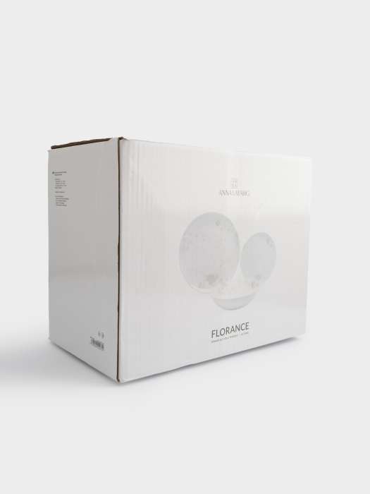 Сервиз обеденный, 6 перс, 18 пр, фарфор P, белый, Цветы и листья, Florance ANNA LAFARG ANLAF-MB2810-SET