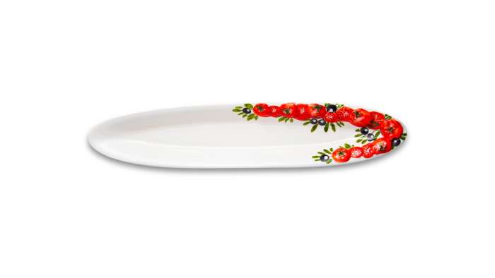 Селедочница Томаты и оливки 43х9х3,5 см, керамика EDELWEISS EDW-1052P