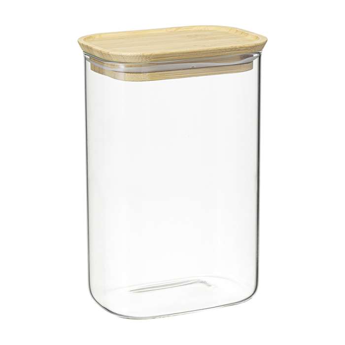 Банка для хранения прямоугольная glass bamboo, 1,3 л Smart Solutions SS0000168