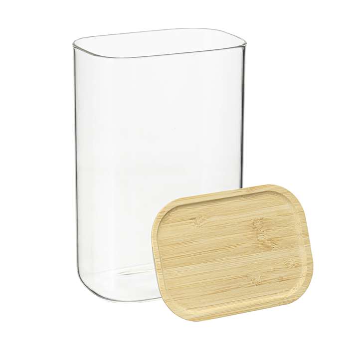 Банка для хранения прямоугольная glass bamboo, 1,3 л Smart Solutions SS0000168