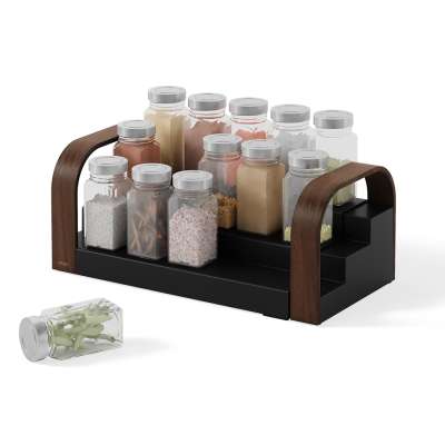 Полка для специй трехъярусная раздвижная bellwood, черная/орех UMBRA 1019934-048