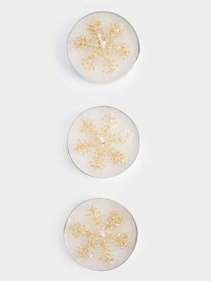 Свеча чайная, 5 см, 3 шт, золотистая, Снежинка, New year ANNA LAFARG ANLAF-6S6514