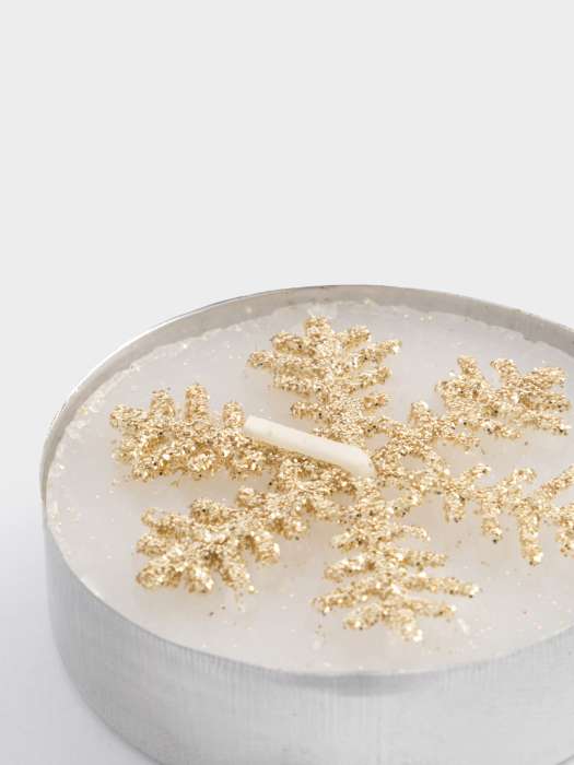 Свеча чайная, 5 см, 3 шт, золотистая, Снежинка, New year ANNA LAFARG ANLAF-6S6514