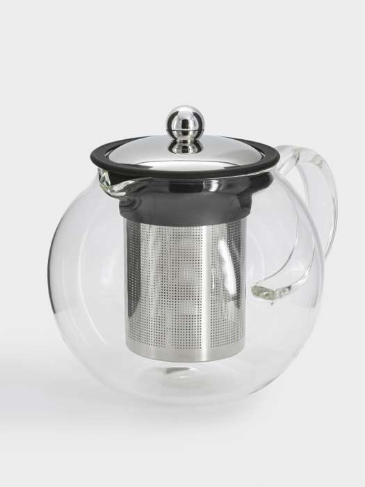 Чайник заварочный, 1,2 л, стекло Б/сталь/силикон, серебристо-черный, Base black ANNA LAFARG ANLAF-MR8276