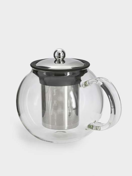Чайник заварочный, 1,2 л, стекло Б/сталь/силикон, серебристо-черный, Base black ANNA LAFARG ANLAF-MR8276