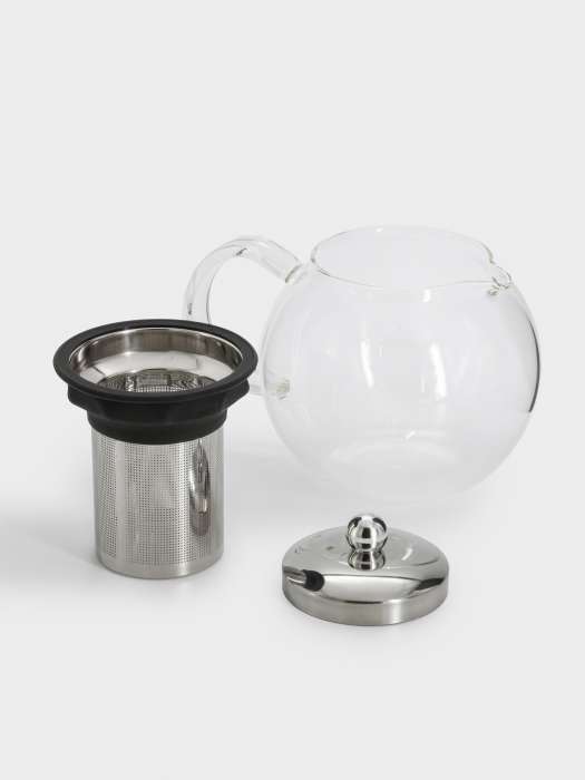 Чайник заварочный, 1,2 л, стекло Б/сталь/силикон, серебристо-черный, Base black ANNA LAFARG ANLAF-MR8276