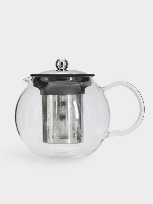 Чайник заварочный, 1,2 л, стекло Б/сталь/силикон, серебристо-черный, Base black ANNA LAFARG ANLAF-MR8276