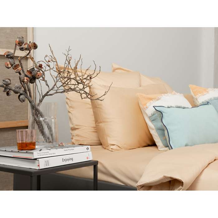 Комплект постельного белья двуспальный из сатина бежево-розового цвета из коллекции essential Tkano TK20-DC0048