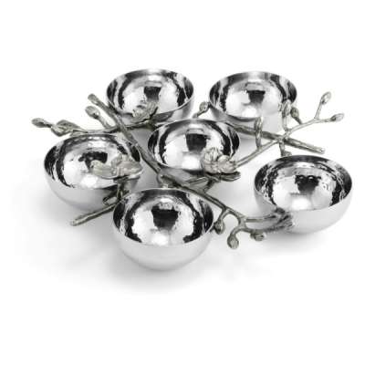 Менажница шестисекционная Michael Aram Чрная орхидея 28 см, сталь нержавеющая, серебристая