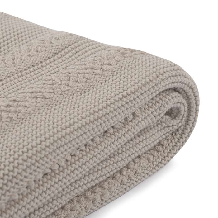 Плед из хлопка с буклированной вязкой светло-серого цвета из коллекции Essential, 130х170 см TKANO TK22-TH0014