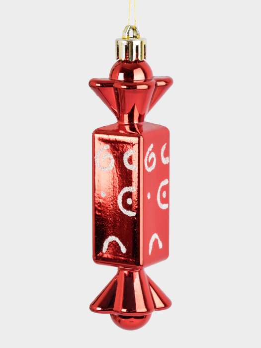 Игрушка елочная, 2 шт, 3х12 см, пластик, красная, Конфеты, New year ANNA LAFARG ANLAF-EG01-KU-025