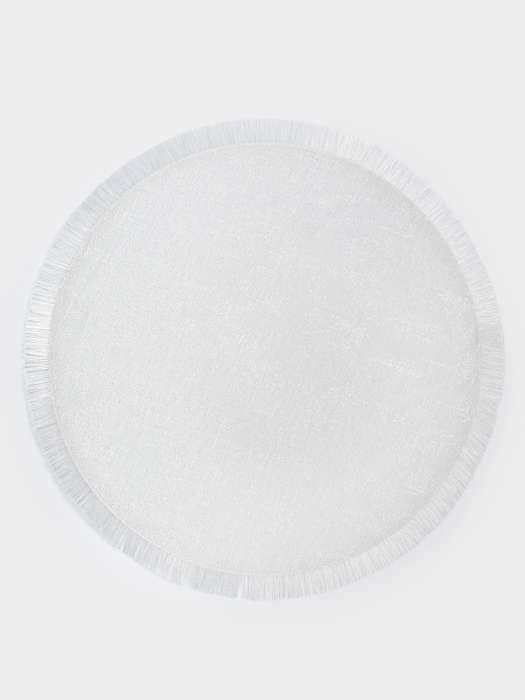 Салфетка под приборы, 38 см, ПВХ/полиэстер, круглая, серебристая, Бахрома ANNA LAFARG ANLAF-MT2399I