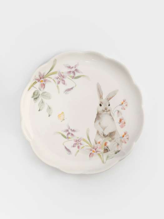 Тарелка закусочная, 20 см, керамика, белая, Кролик с цветами, Flower Rabbit ANNA LAFARG ANLAF-FDH-050825-2