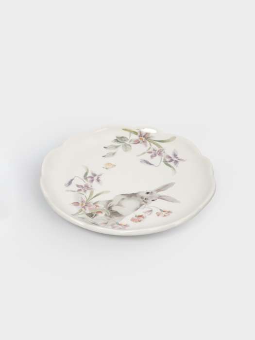 Тарелка закусочная, 20 см, керамика, белая, Кролик с цветами, Flower Rabbit ANNA LAFARG ANLAF-FDH-050825-2