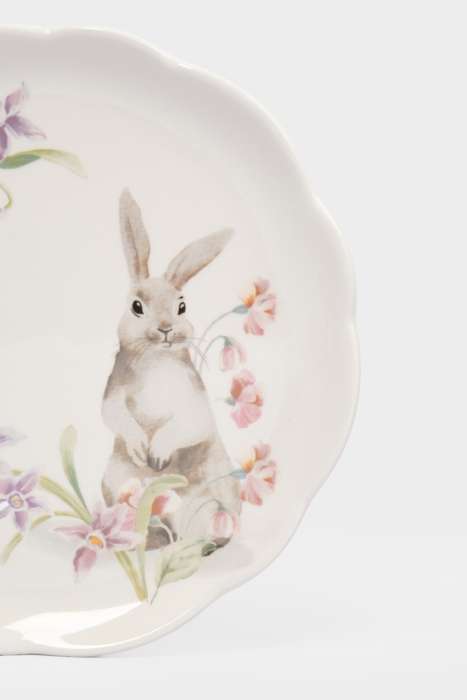 Тарелка закусочная, 20 см, керамика, белая, Кролик с цветами, Flower Rabbit ANNA LAFARG ANLAF-FDH-050825-2