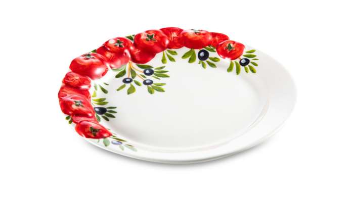 Тарелка закусочная Томаты и оливки 22 см, керамика EDELWEISS EDW-635P