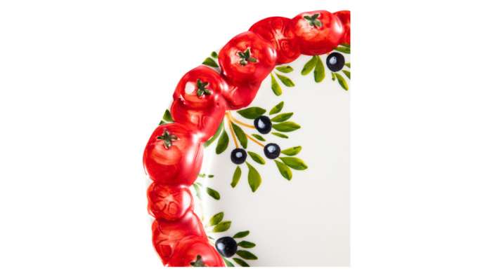 Тарелка закусочная Томаты и оливки 22 см, керамика EDELWEISS EDW-635P