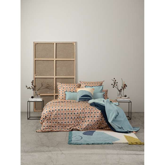 Комплект постельного белья полутораспальный из сатина бежево-розового цвета с принтом blossom time из коллекции cuts&pieces Tkano TK20-DC0044