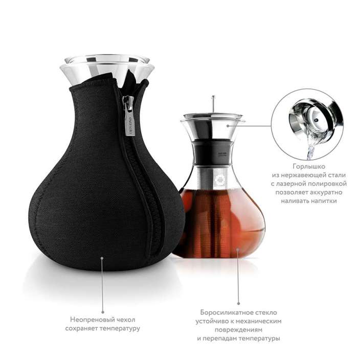 Чайник заварочный tea maker в неопреновом текстурном чехле, 1 л, черный  567489