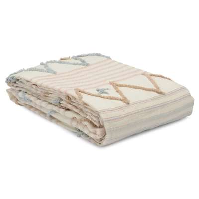 Покрывало из хлопка с бахромой голубого цвета из коллекции ethnic, 180х250 см Tkano TK21-BS0002
