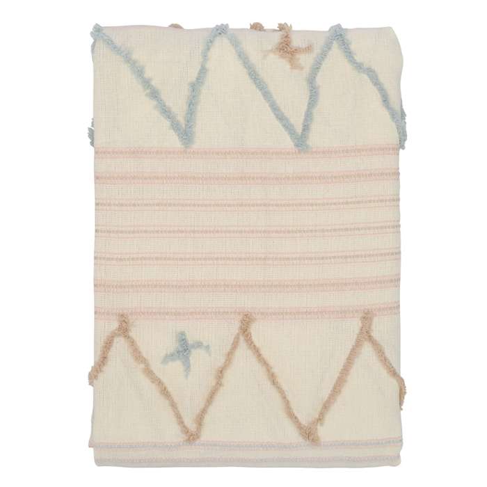 Покрывало из хлопка с бахромой голубого цвета из коллекции ethnic, 180х250 см Tkano TK21-BS0002