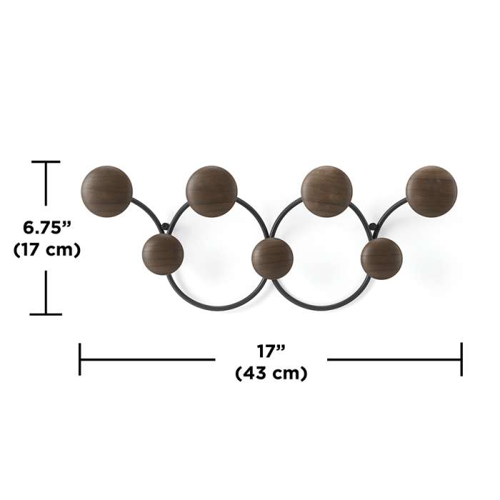 Вешалка настенная dotsy, черная/орех UMBRA 1018114-048