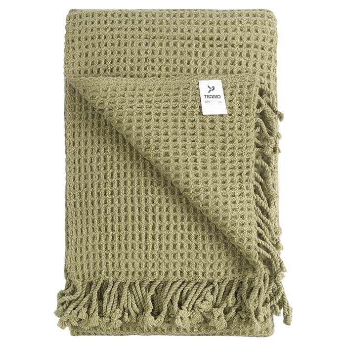 Плед из шерсти травянисто-зеленого цвета из коллекции essential, 130х180 см Tkano TK23-TH0004