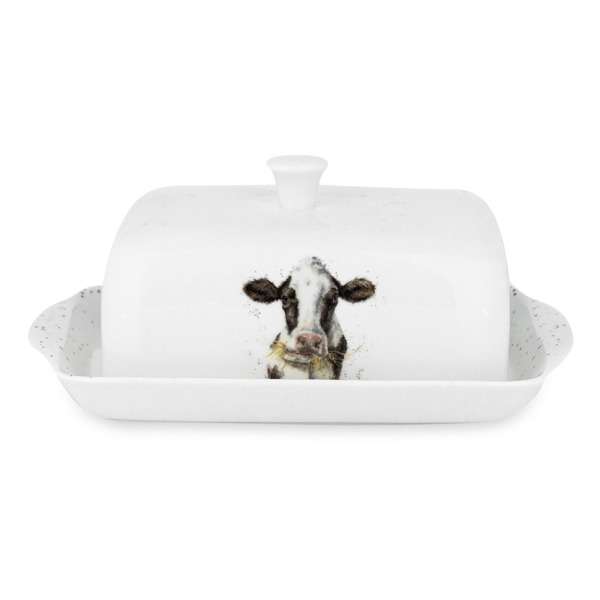 Маслнка с крышкой Royal Worcester Забавная фауна Буренка 18,3 см, фарфор костяной