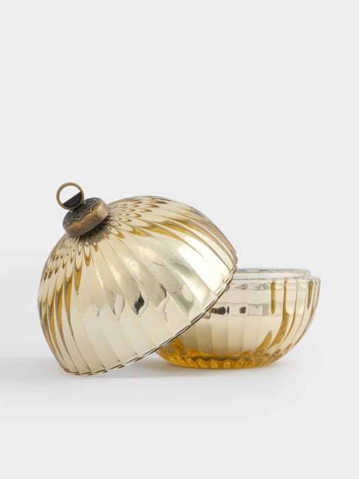 Емкость для хранения, 13х11 см, 180 мл, стекло/металл, шампань, Шар, Сhristmas time ANNA LAFARG ANLAF-BALL