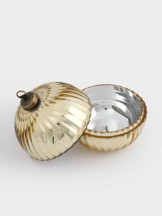 Емкость для хранения, 13х11 см, 180 мл, стекло/металл, шампань, Шар, Сhristmas time ANNA LAFARG ANLAF-BALL