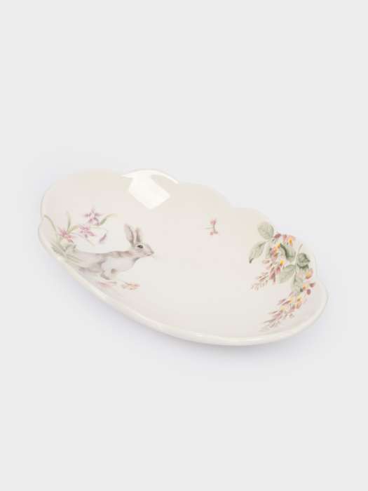 Блюдо, 31х18 см, керамика, овальное, белое, Кролик с цветами, Flower Rabbit ANNA LAFARG ANLAF-FDH-050825-3