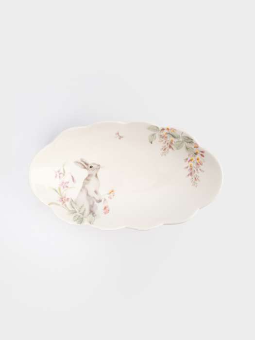 Блюдо, 31х18 см, керамика, овальное, белое, Кролик с цветами, Flower Rabbit ANNA LAFARG ANLAF-FDH-050825-3