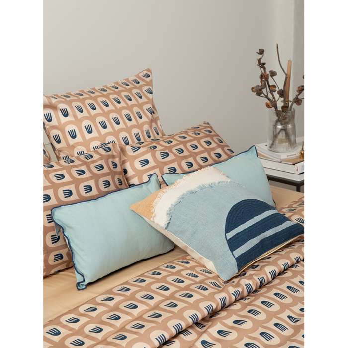 Комплект постельного белья двуспальный из сатина бежево-розового цвета с принтом blossom time из коллекции cuts&pieces Tkano TK20-DC0051