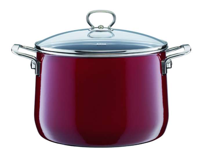 Кастрюля коническая с стеклянной крышкой 6,5 л  вишня ROSSO RIESS 0705-008