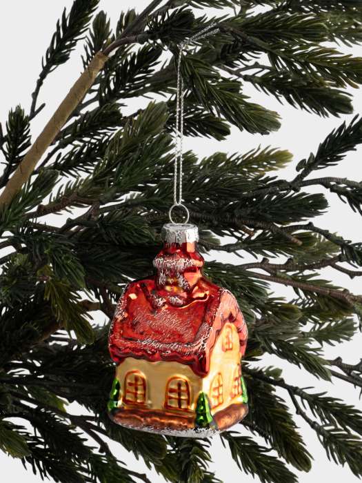 Игрушка елочная, 5х8 см, стекло, Домик, New year ANNA LAFARG ANLAF-EG01-KU-062