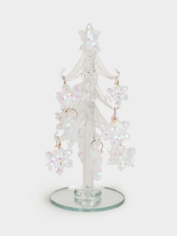 Статуэтка, 15 см, с подвесками, стекло, серебристая, Ель со снежинками, Event ANNA LAFARG ANLAF-MU2501