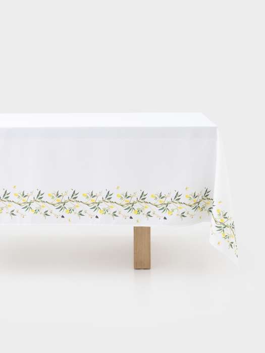 Скатерть, 160х160 см, полиэстер, белая, Лимоны на ветках, Lemon branch ANNA LAFARG ANLAF-QFS26-2TCS