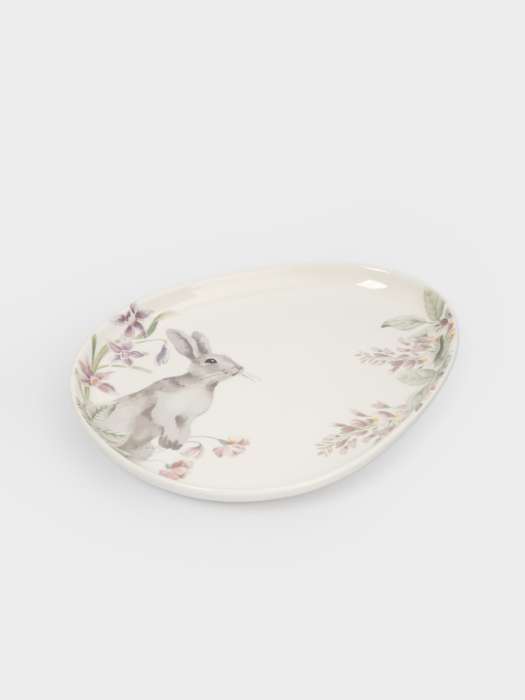 Блюдо, 25х20 см, керамика, овальное, белое, Кролик с цветами, Flower Rabbit ANNA LAFARG ANLAF-FDH-050825-6