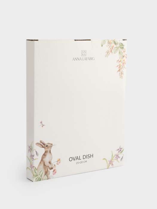 Блюдо, 25х20 см, керамика, овальное, белое, Кролик с цветами, Flower Rabbit ANNA LAFARG ANLAF-FDH-050825-6