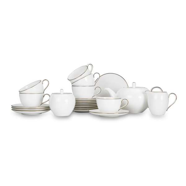 Сервиз чайный Narumi Золотая линия на 6 персон 21 предмет, фарфор костяной
