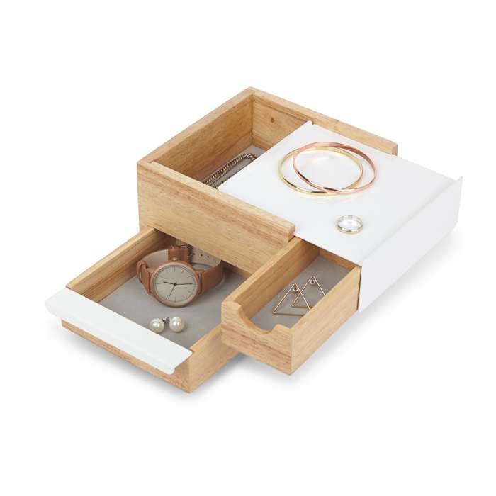 Шкатулка stowit mini, белая/дерево UMBRA 1005314-390