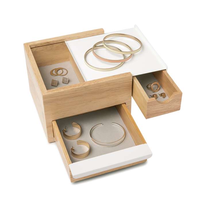 Шкатулка stowit mini, белая/дерево UMBRA 1005314-390