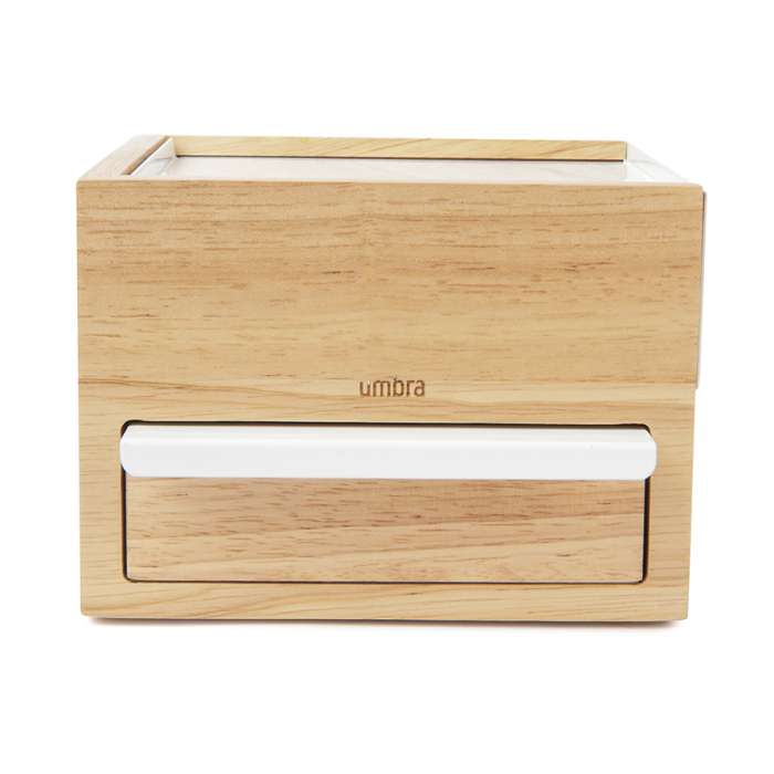 Шкатулка stowit mini, белая/дерево UMBRA 1005314-390