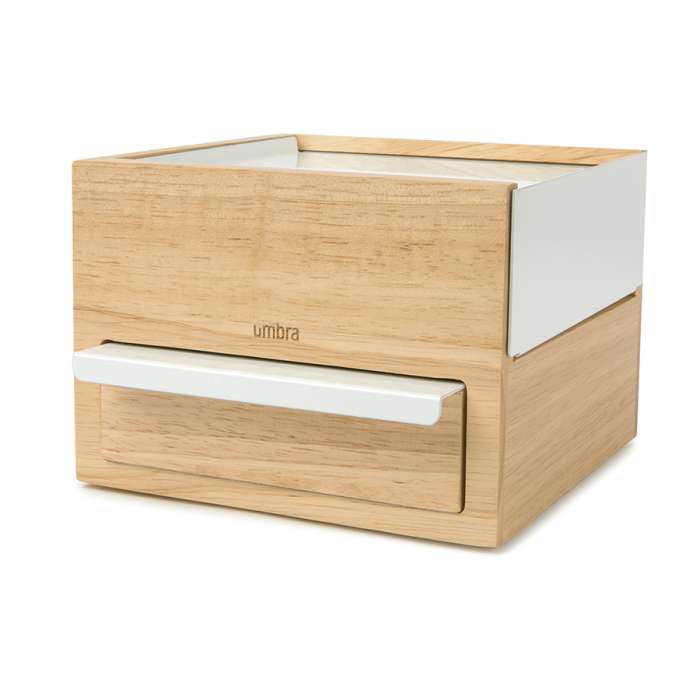 Шкатулка stowit mini, белая/дерево UMBRA 1005314-390